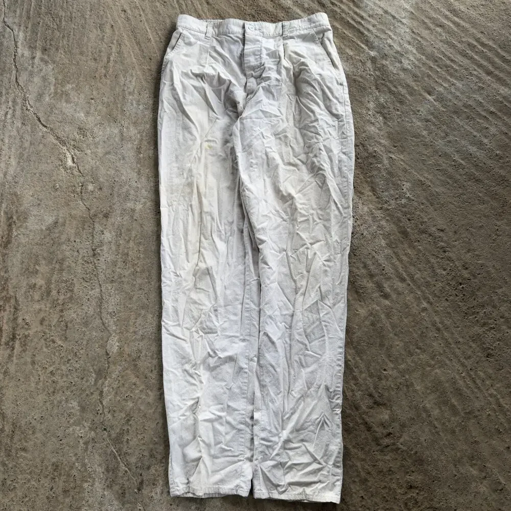 VINTAGE OCEAN PACIFIC WHITE TROUSER PANTS SUMMER FLOWY PAINTER STYLE 36